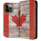 Canadian Flag Dark Wood iPhone 14 Pro Max Folio Case